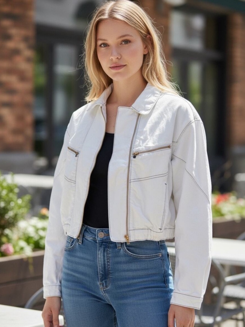 NEW Free People We The Free Urban Denim Jacket Moto Sz XXS